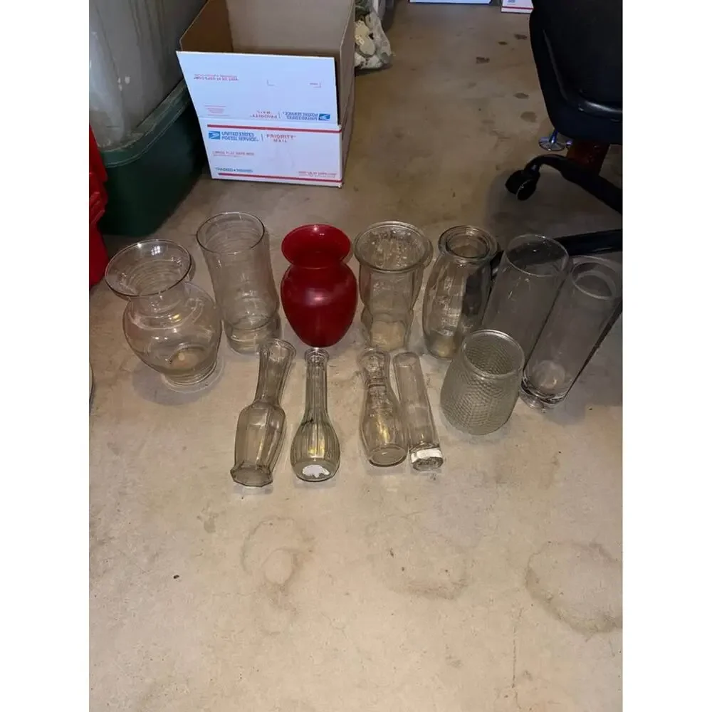 Vintage Glass Flower Vase Lot – 12 Pieces – !DELIVERY AVAILABLE!